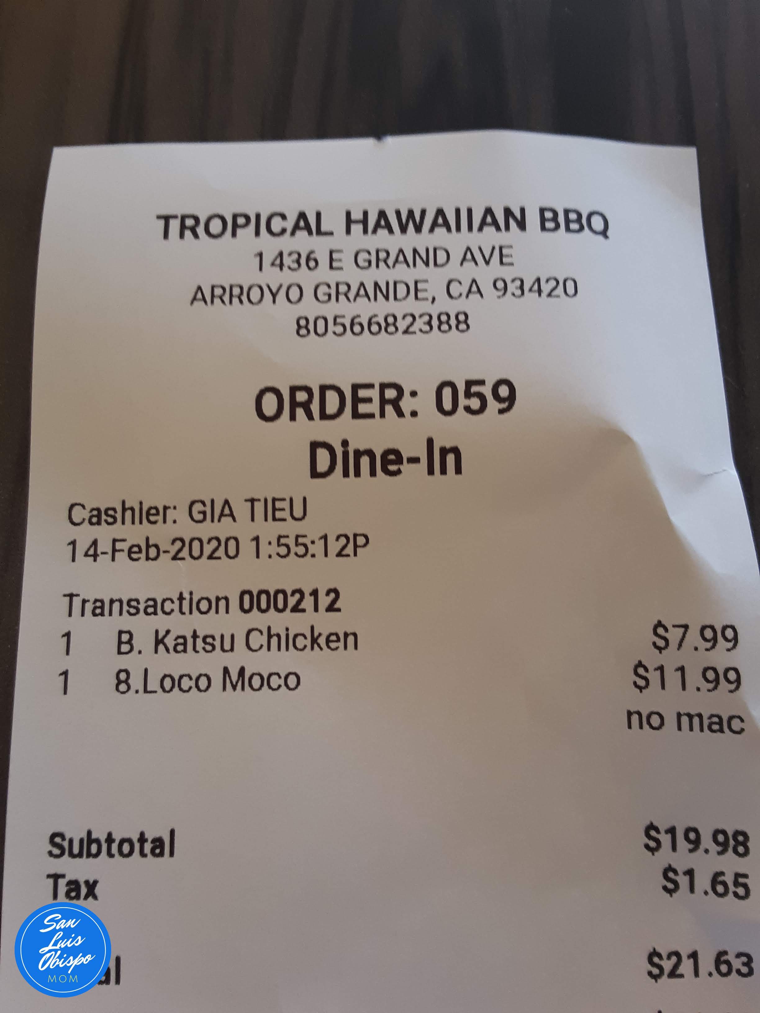 Hawaiian Restaurant in Arroyo Grande
